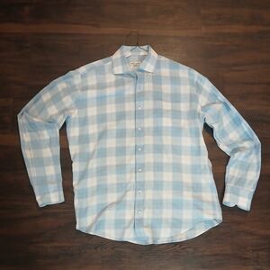 Men's Blue and White Checkered‎ Shirt